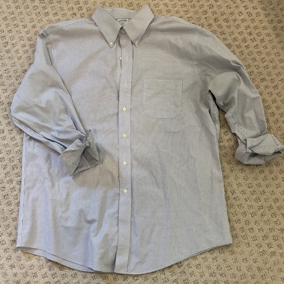 Brooks Brothers Men's Blue and White Checkered Shirt - Picture 1 of 2